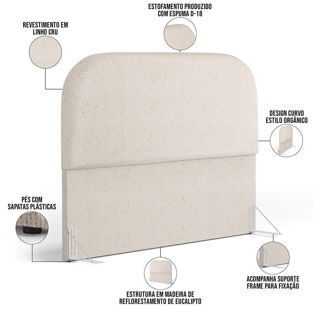 Cabeceira Cama Box King 195cm Orgânica Lanna W01 Linho Cru - Lyam Decor - 4