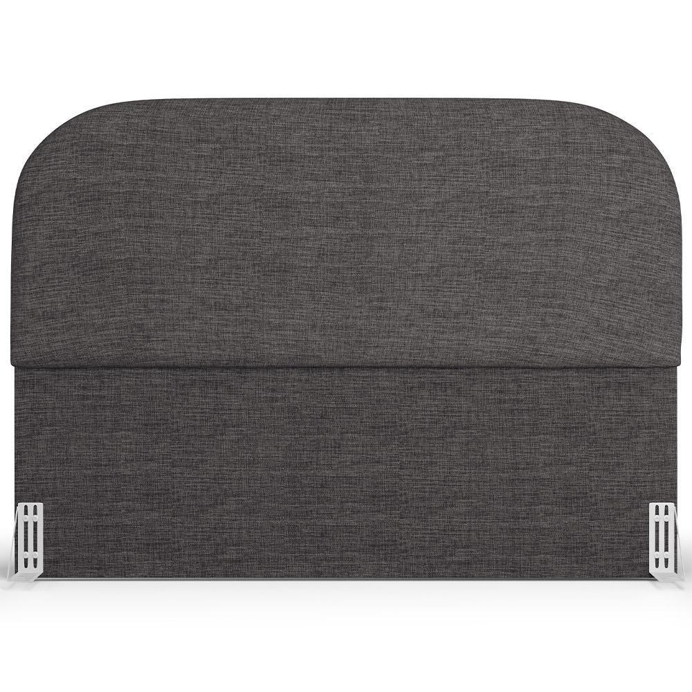 Cabeceira Cama Box Queen 160cm Lanna Com Puff Recamier Doha W01 Linho Cinza Escuro - Lyam Decor - 6