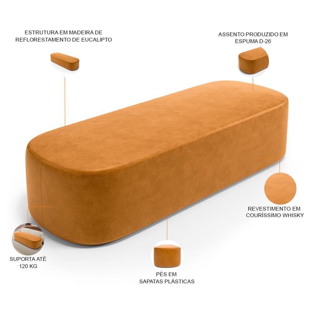 Cabeceira Cama Box Queen 160cm Lanna Com Puff Recamier Doha W01 Couríssimo Whisky - Lyam Decor - 3