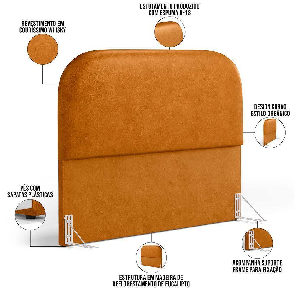 Cabeceira Cama Box Queen 160cm Lanna Com Puff Recamier Doha W01 Couríssimo Whisky - Lyam Decor - 4