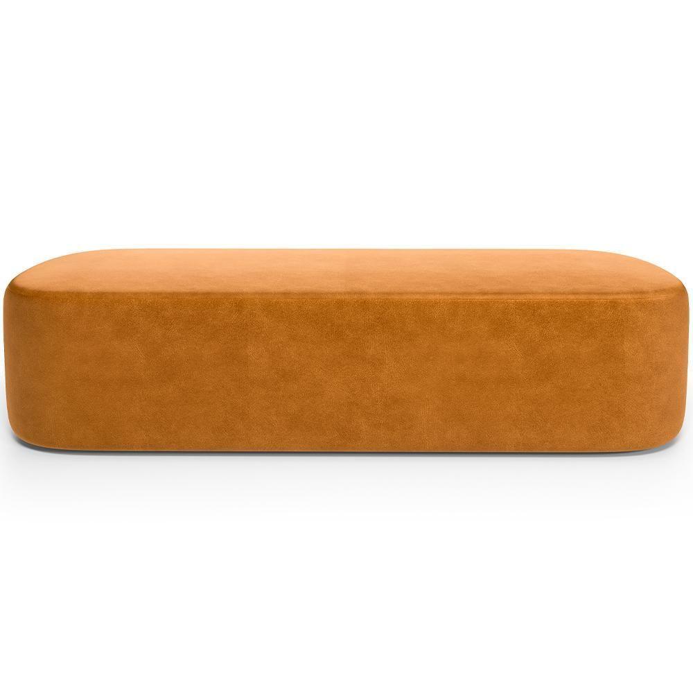 Cabeceira Cama Box Queen 160cm Lanna Com Puff Recamier Doha W01 Couríssimo Whisky - Lyam Decor - 8