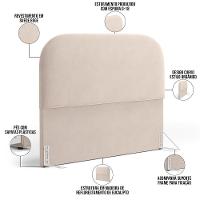 Cabeceira Cama Box Queen 160cm Lanna Com Puff Recamier Doha W01 Suede Bege - Lyam Decor