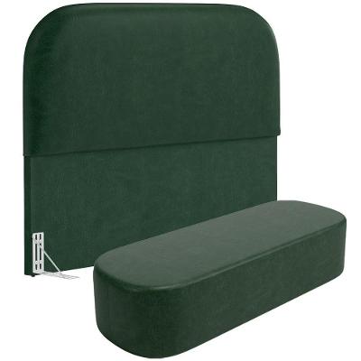 Cabeceira Cama Box Queen 160cm Lanna Com Puff Recamier Doha W01 Couríssimo Verde - Lyam Decor