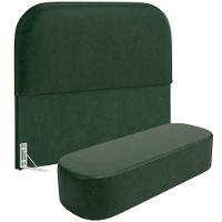 Cabeceira Cama Box Queen 160cm Lanna Com Puff Recamier Doha W01 Couríssimo Verde - Lyam Decor - 1