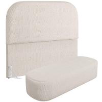 Cabeceira Cama Box Queen 160cm Lanna Com Puff Recamier Doha W01 Linho Cru - Lyam Decor - 1