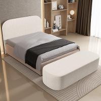 Cabeceira Cama Box Queen 160cm Lanna Com Puff Recamier Doha W01 Linho Cru - Lyam Decor - 7