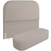 Cabeceira Cama Box Queen 160cm Lanna Com Puff Recamier Doha W01 Linho Bege - Lyam Decor - 1