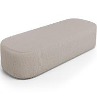 Cabeceira Cama Box Queen 160cm Lanna Com Puff Recamier Doha W01 Linho Bege - Lyam Decor - 6