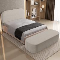 Cabeceira Cama Box Queen 160cm Lanna Com Puff Recamier Doha W01 Linho Bege - Lyam Decor - 9