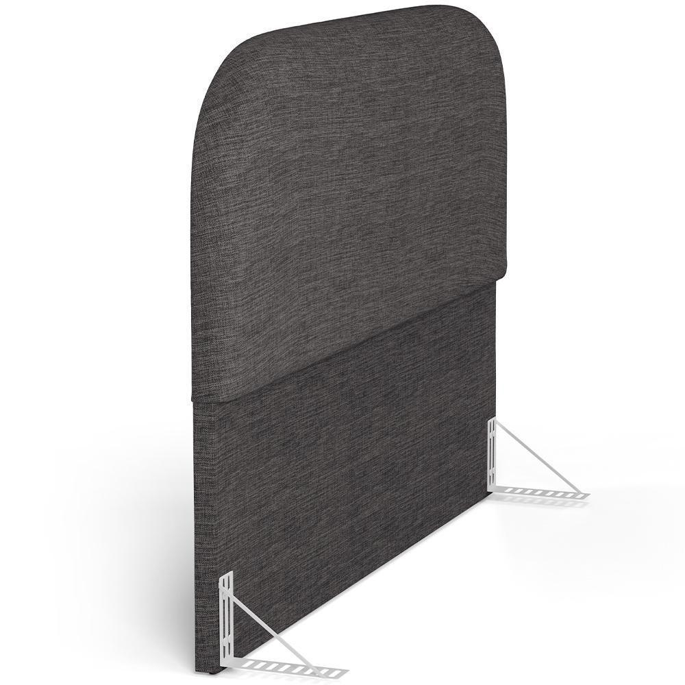 Cabeceira Cama Box Casal 140cm Orgânica Lanna W01 Linho Cinza Escuro - Lyam Decor - 2