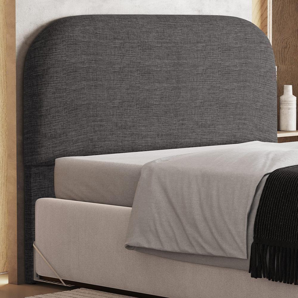 Cabeceira Cama Box Casal 140cm Orgânica Lanna W01 Linho Cinza Escuro - Lyam Decor - 6