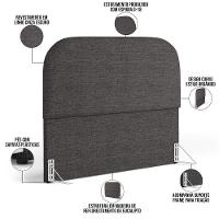 Cabeceira Cama Box Casal 140cm Orgânica Lanna W01 Linho Cinza Escuro - Lyam Decor