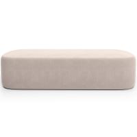 Cabeceira Cama Box Casal 140cm Lanna Com Puff Recamier Doha W01 Suede Bege - Lyam Decor - 8