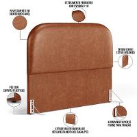 Cabeceira Cama Box King 195cm Lanna Com Puff Recamier Doha W01 Couríssimo Camel - Lyam Decor