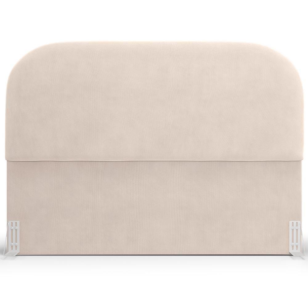 Cabeceira Cama Box King 195cm Lanna Com Puff Recamier Doha W01 Suede Bege - Lyam Decor - 6