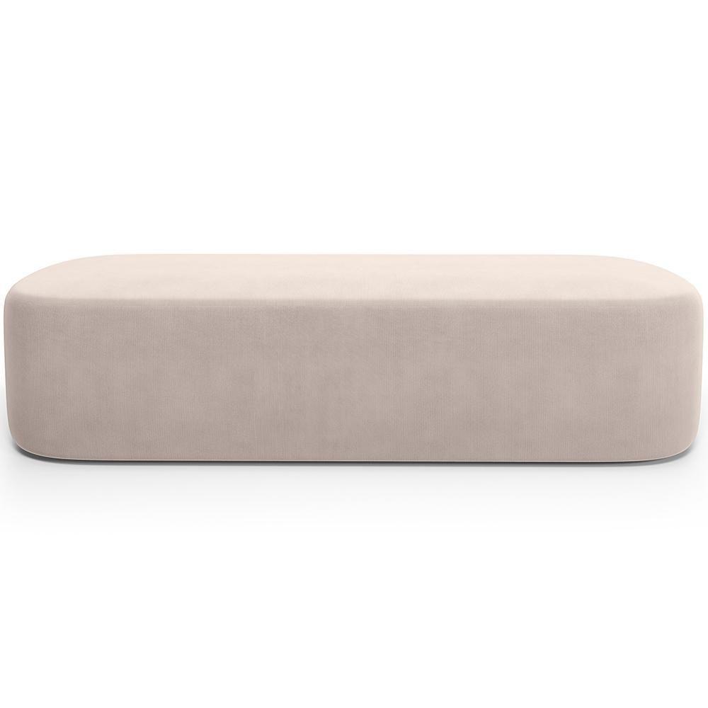 Cabeceira Cama Box King 195cm Lanna Com Puff Recamier Doha W01 Suede Bege - Lyam Decor - 8
