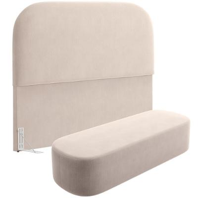 Cabeceira Lanna para Cama King Estrutura Madeira Maciça Estofada em Suede Bege