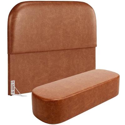 Cabeceira Lanna para Cama Box Casal 140cm em Madeira Maciça com Couro Sintético Caramelo