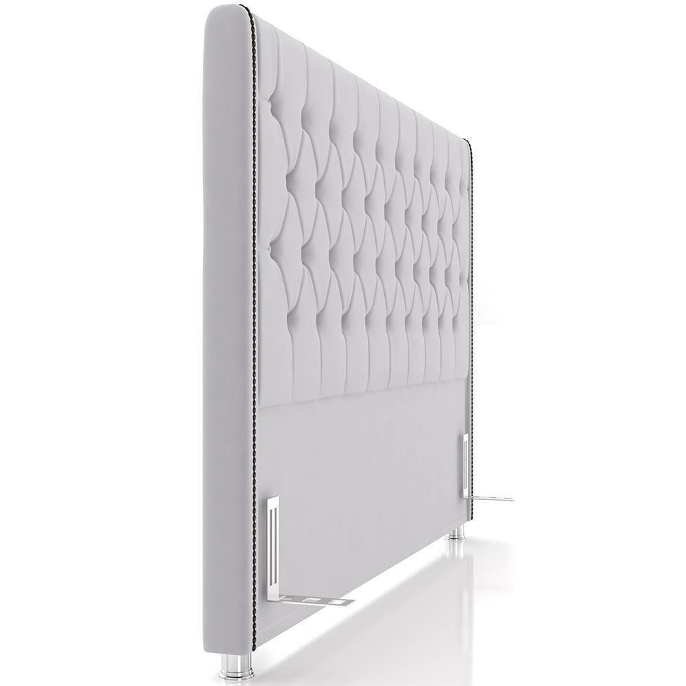 Cabeceira Cama Box Casal 140cm Estofada Frizza P05 Veludo Cinza - Lyam Decor - 2