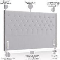 Cabeceira Cama Box Casal 140cm Estofada Frizza P05 Veludo Cinza - Lyam Decor