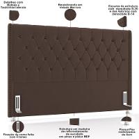 Cabeceira Cama Box King 195cm Estofada Frizza P05 Veludo Marrom - Lyam Decor