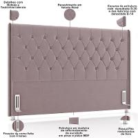 Cabeceira Cama Box Queen 160cm Estofada Frizza P05 Veludo Rosê - Lyam Decor