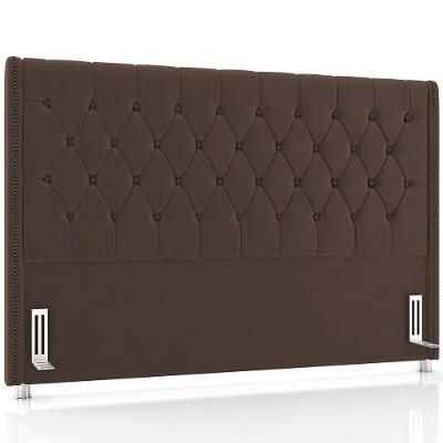Cabeceira Estofada Frizza P05 Queen Veludo Marrom Lyam Decor