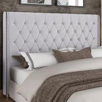Cabeceira Cama Box King 195cm Estofada Frizza P05 Veludo Cinza - Lyam Decor - 6