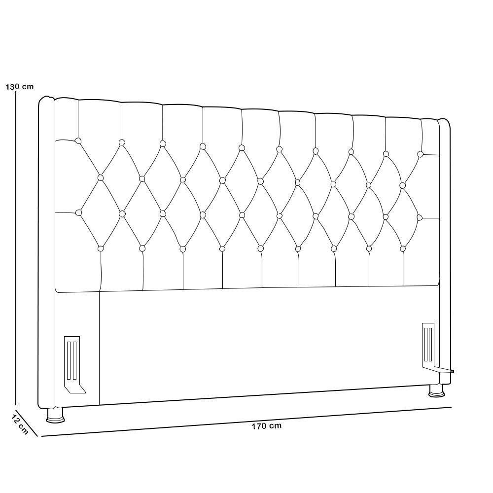 Cabeceira Cama Box Queen 160cm Estofada Frizza P05 Veludo Preto - Lyam Decor - 3