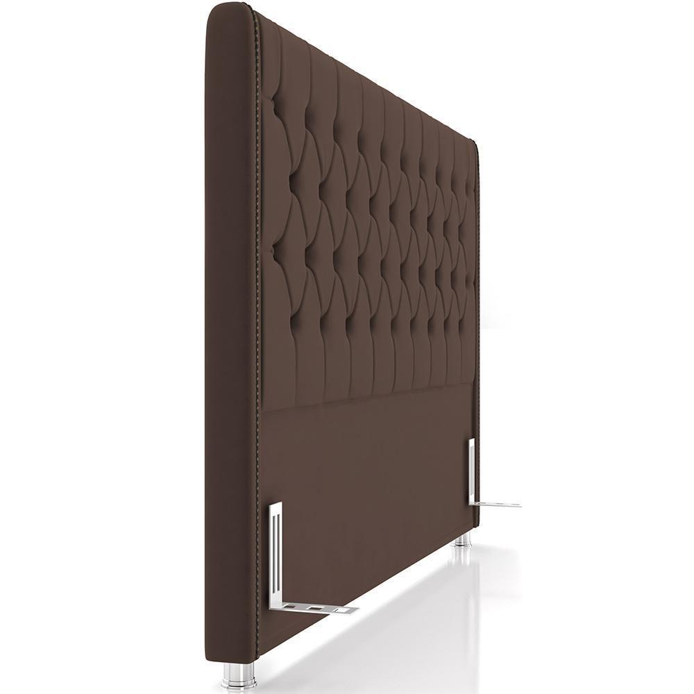 Cabeceira Cama Box Casal 140cm Estofada Frizza P05 Veludo Marrom - Lyam Decor - 2