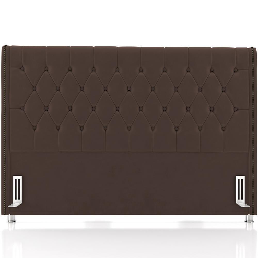 Cabeceira Cama Box Casal 140cm Estofada Frizza P05 Veludo Marrom - Lyam Decor - 5