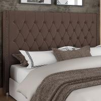 Cabeceira Cama Box Casal 140cm Estofada Frizza P05 Veludo Marrom - Lyam Decor - 6