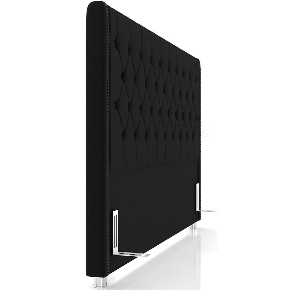 Cabeceira Cama Box King 195cm Estofada Frizza P05 Veludo Preto - Lyam Decor - 2