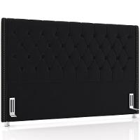 Cabeceira Cama Box King 195cm Estofada Frizza P05 Veludo Preto - Lyam Decor - 1