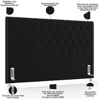Cabeceira Cama Box King 195cm Estofada Frizza P05 Veludo Preto - Lyam Decor