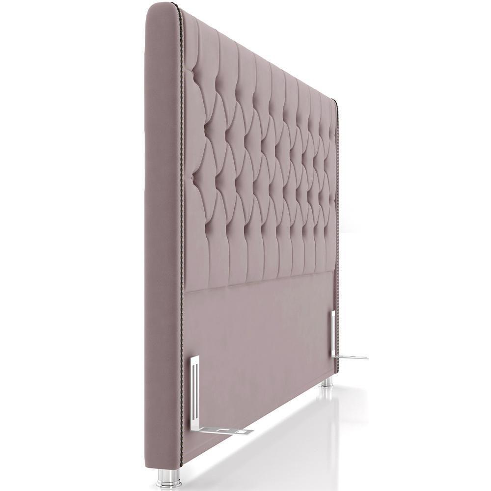 Cabeceira Cama Box King 195cm Estofada Frizza P05 Veludo Rosê - Lyam Decor - 2