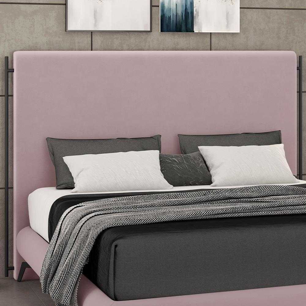 Cabeceira Cama Box Casal 140cm Estofada Goya P05 Veludo Rosê - Lyam Decor - 6