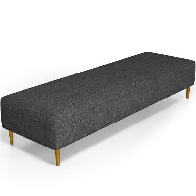 Puff Decorativo Sala De Estar Bali W01 Pés Palito 190x60cm Linho Cinza Escuro - Lyam Decor