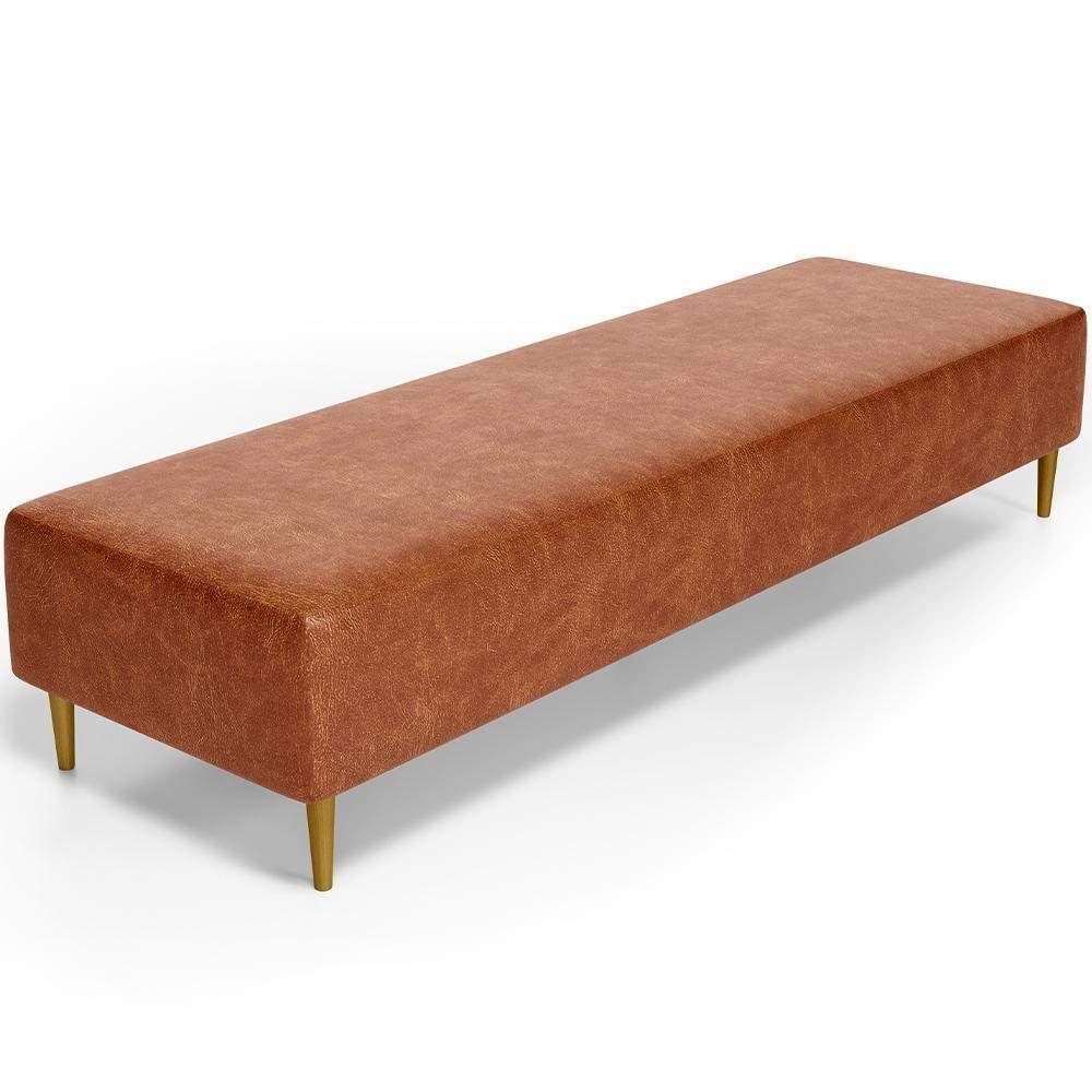 Puff Decorativo Sala De Estar Bali W01 Pés Palito 170x60cm Couríssimo Camel - Lyam Decor - 1