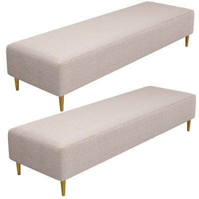 Kit 02 Puffs Decorativo Sala De Estar Bali W01 Pés Palito 210x60cm Bouclê Creme - Lyam Decor