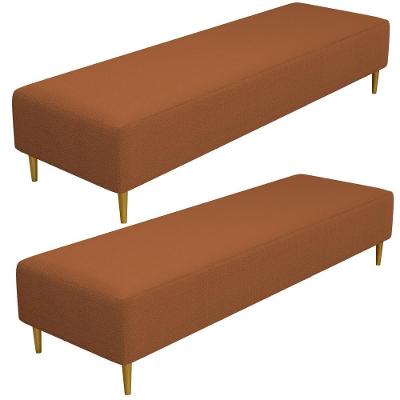Kit 02 Puffs Decorativo Sala De Estar Bali W01 Pés Palito 170x60cm Bouclê Terracota - Lyam Decor