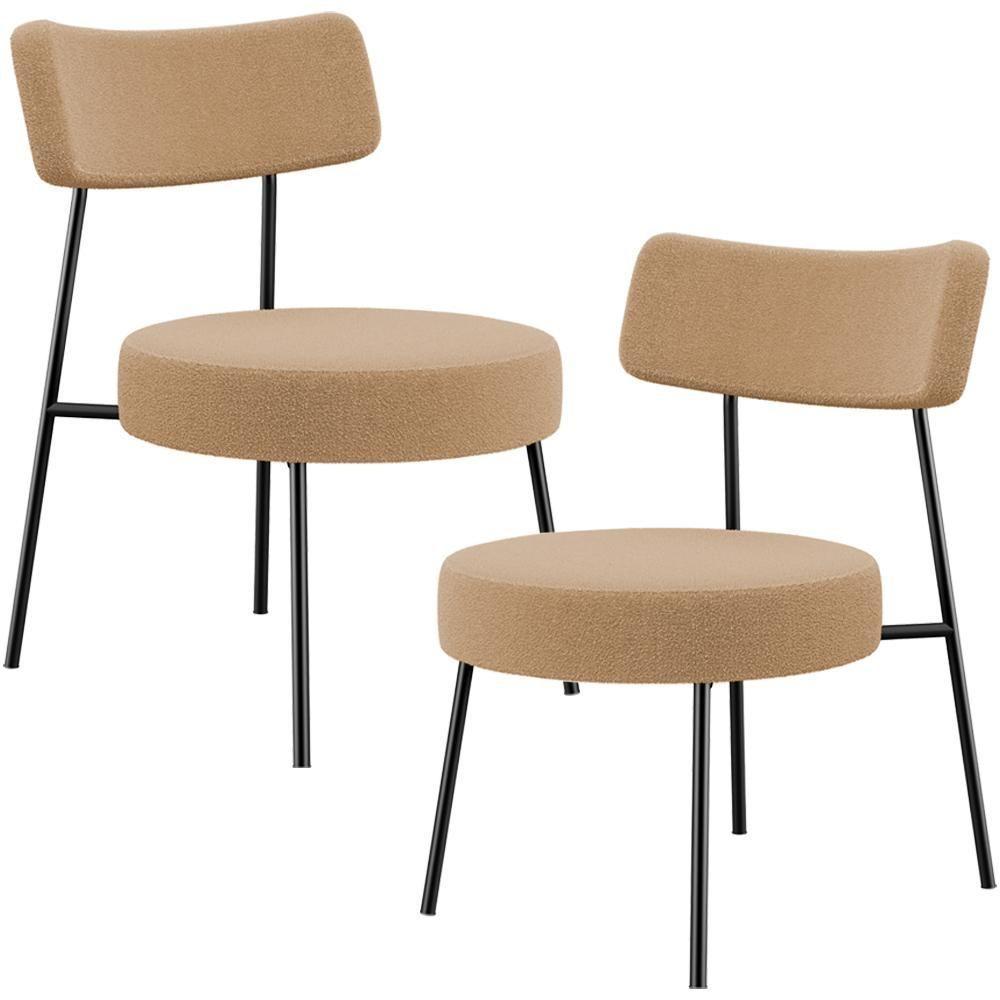 Kit 02 Poltronas Decorativas Para Sala De Estar Base Fixa Londres L02 Bouclê Mostarda - Lyam - 1