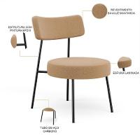 Kit 02 Poltronas Decorativas Para Sala De Estar Base Fixa Londres L02 Bouclê Mostarda - Lyam - 8