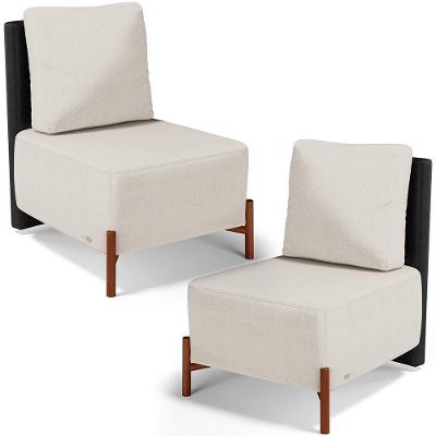 Kit 2 Poltronas Decorativas Hungria L02 Couríssimo Preto Linho Cru Lyam Decor