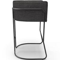 Kit 04 Banquetas Baixa Base De Aço Preto Betina D02 Linho Cinza Escuro C-416 - Lyam Decor - 2