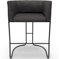 Kit 04 Banquetas Baixa Base De Aço Preto Betina D02 Linho Cinza Escuro C-416 - Lyam Decor - 5