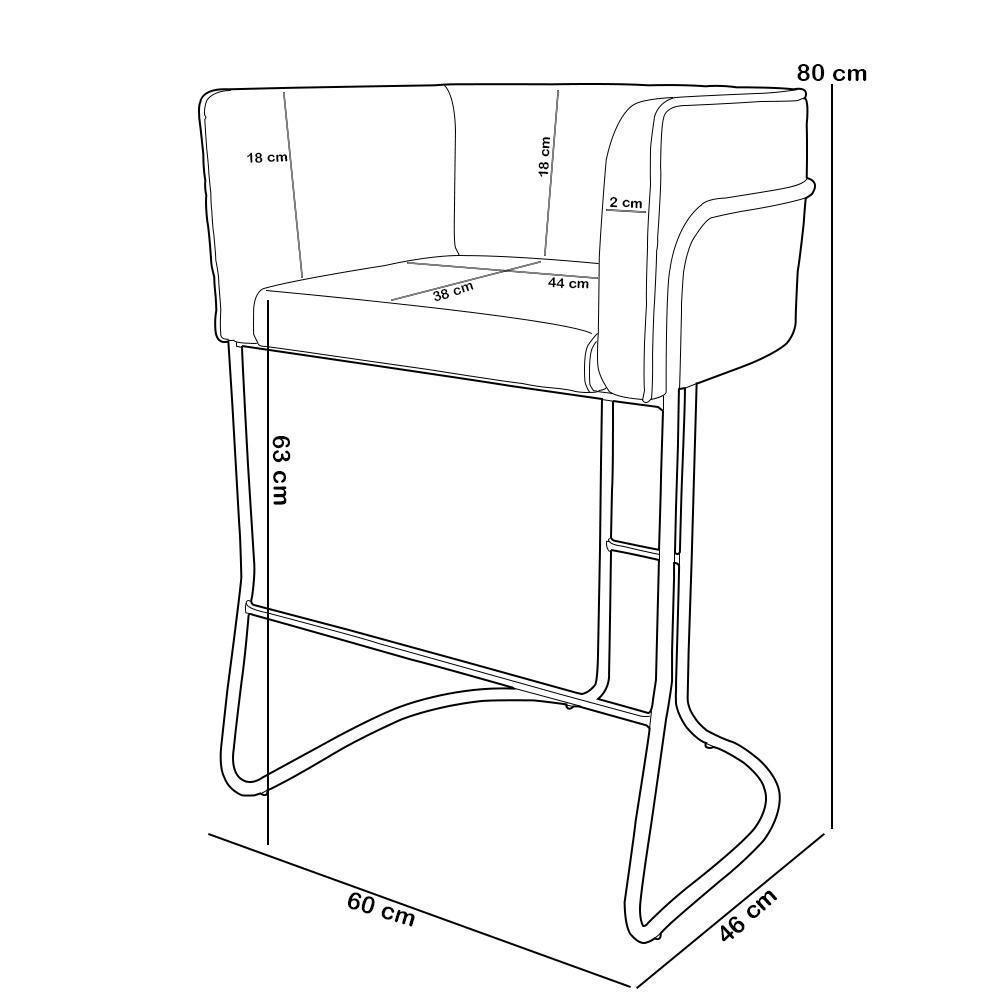 Kit 04 Banquetas Baixa Base De Aço Preto Betina D02 Couríssimo Camel B-14 - Lyam Decor - 3