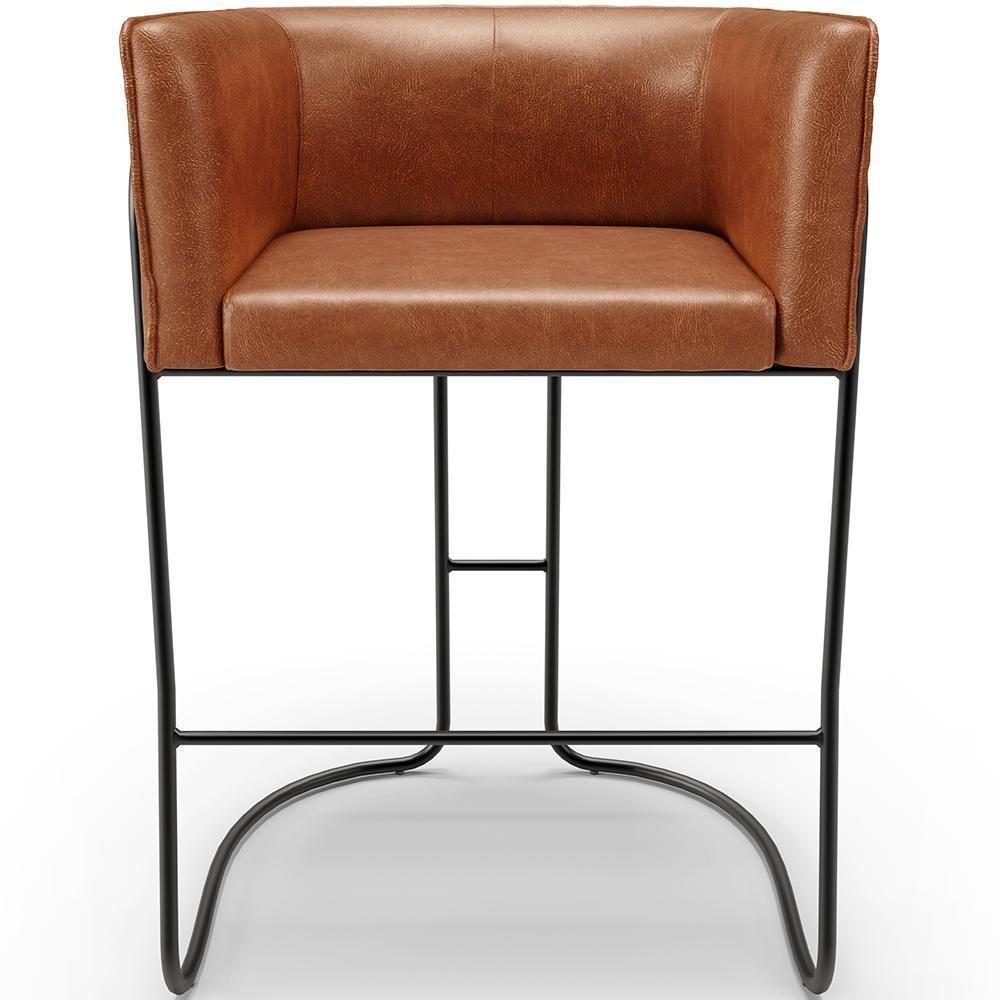 Kit 04 Banquetas Baixa Base De Aço Preto Betina D02 Couríssimo Camel B-14 - Lyam Decor - 5