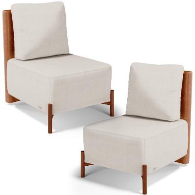 Kit 2 Poltronas Decorativas Hungria L02 Couríssimo Camel Linho Cru Caramelo Natural Lyam Decor