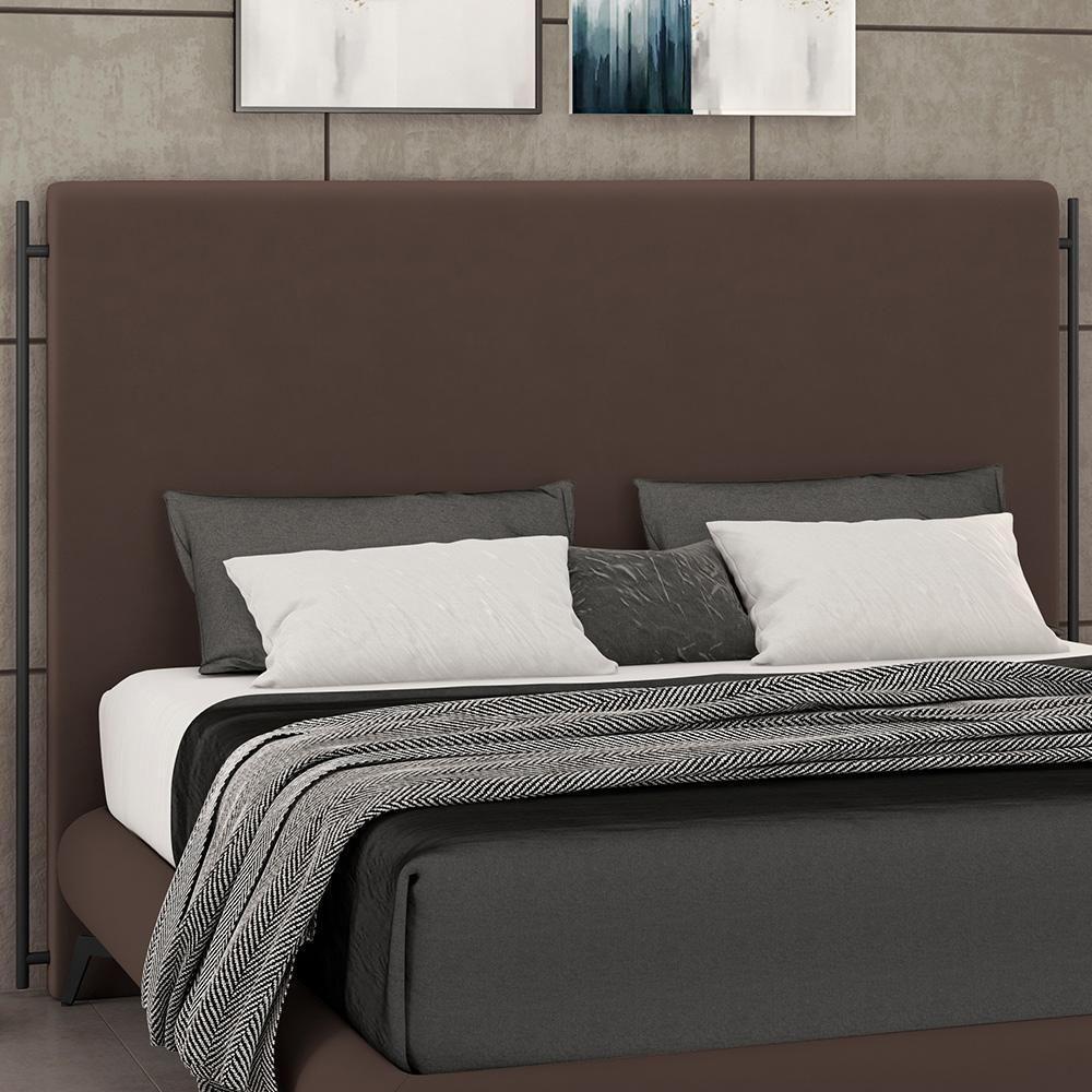 Cabeceira Cama Box Queen 160cm Estofada Goya P05 Veludo Marrom - Lyam Decor - 6